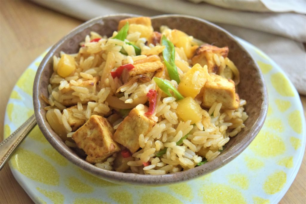 Vegan Pineapple Fried Rice with tofu
