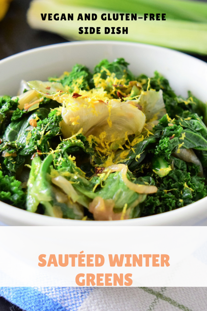 Vegan Sauteed Winter Greens - a delicious way to get some greens in your diet. This recipe couldn't be easier to make, and is so good!
