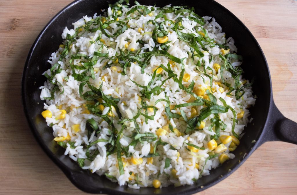 basil and corn rice