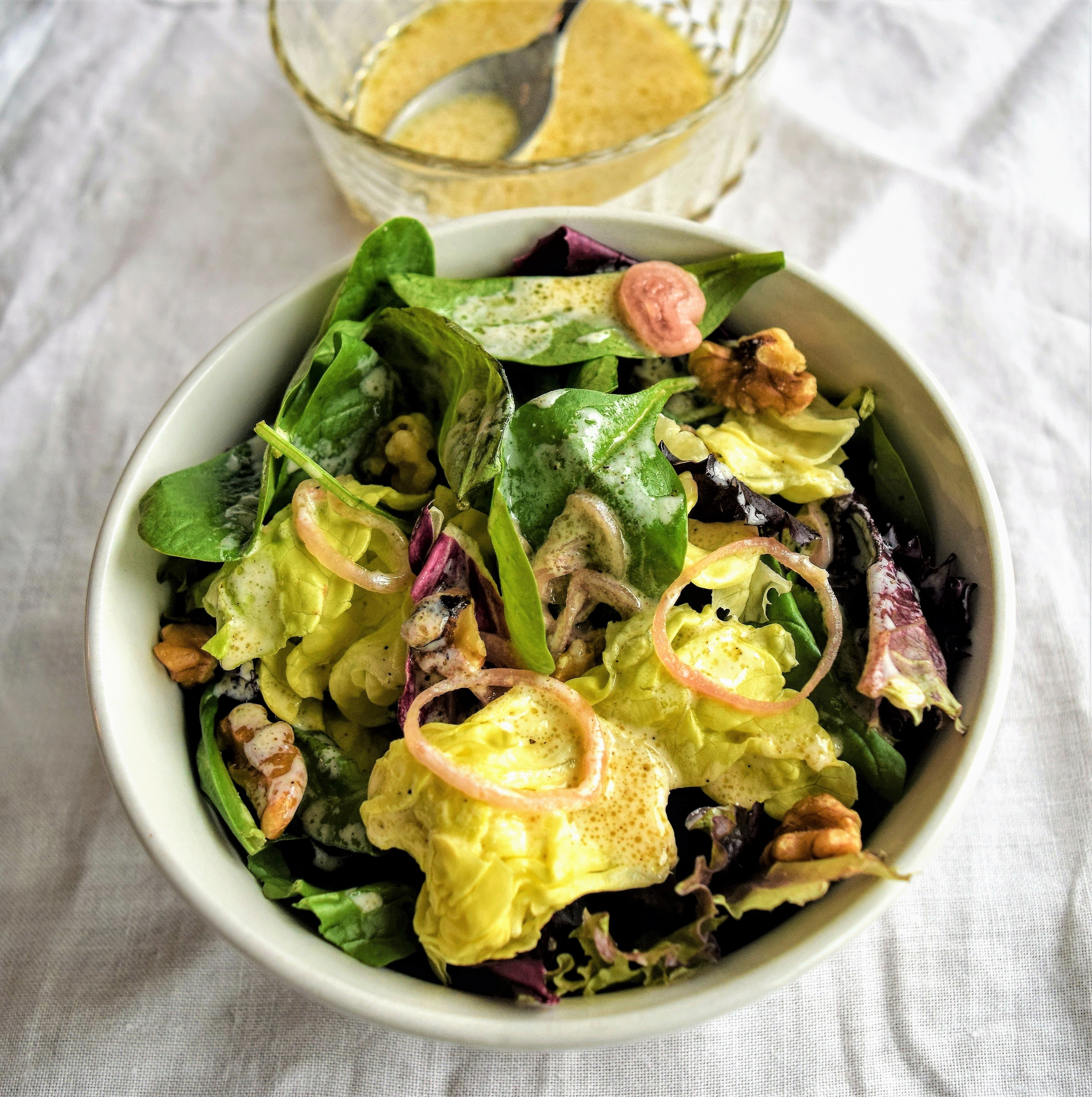 Green Salad with Pickled Shallots