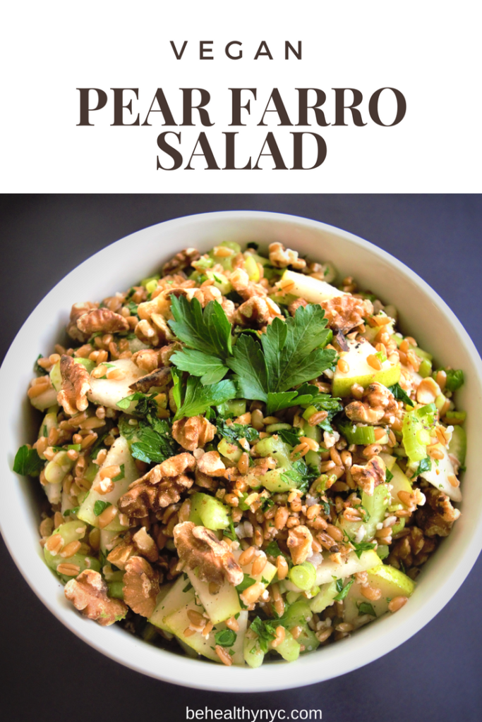 This salad is so delicious! Vegan pear farro salad is an excellent side dish, packed with protein and it takes no time to make.