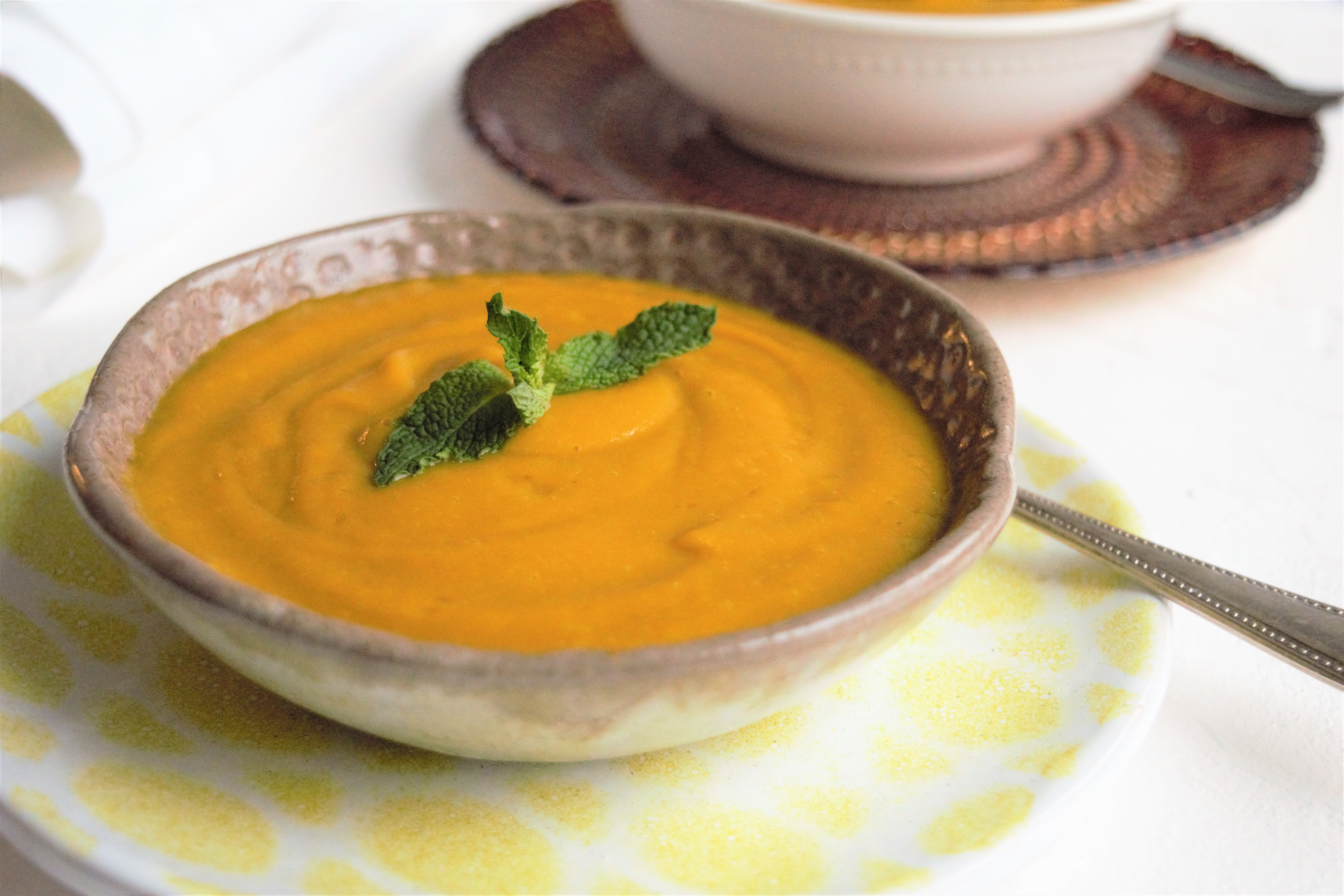 Vegan Carrot and Sweet Potato Soup with Tarragon