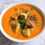 Vegan Carrot-Ginger Soup with Tofu