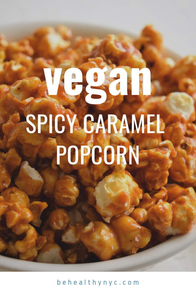 Sticky and sweet! This vegan spicy caramel popcorn is an easy and delicious snack. Cayenne and caramel sauce is perfect together!