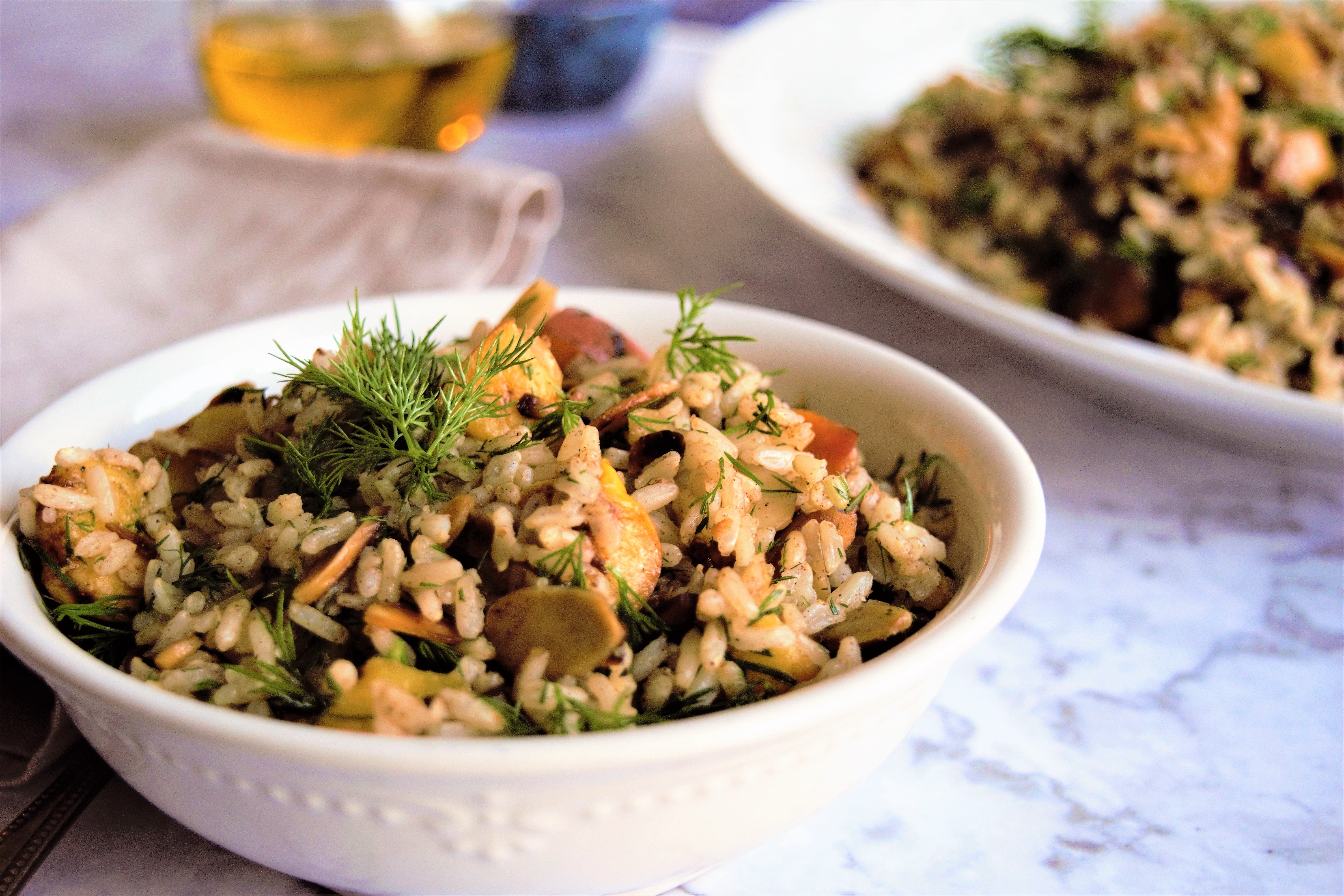 Spiced Brown Rice with Almonds and Nectarines