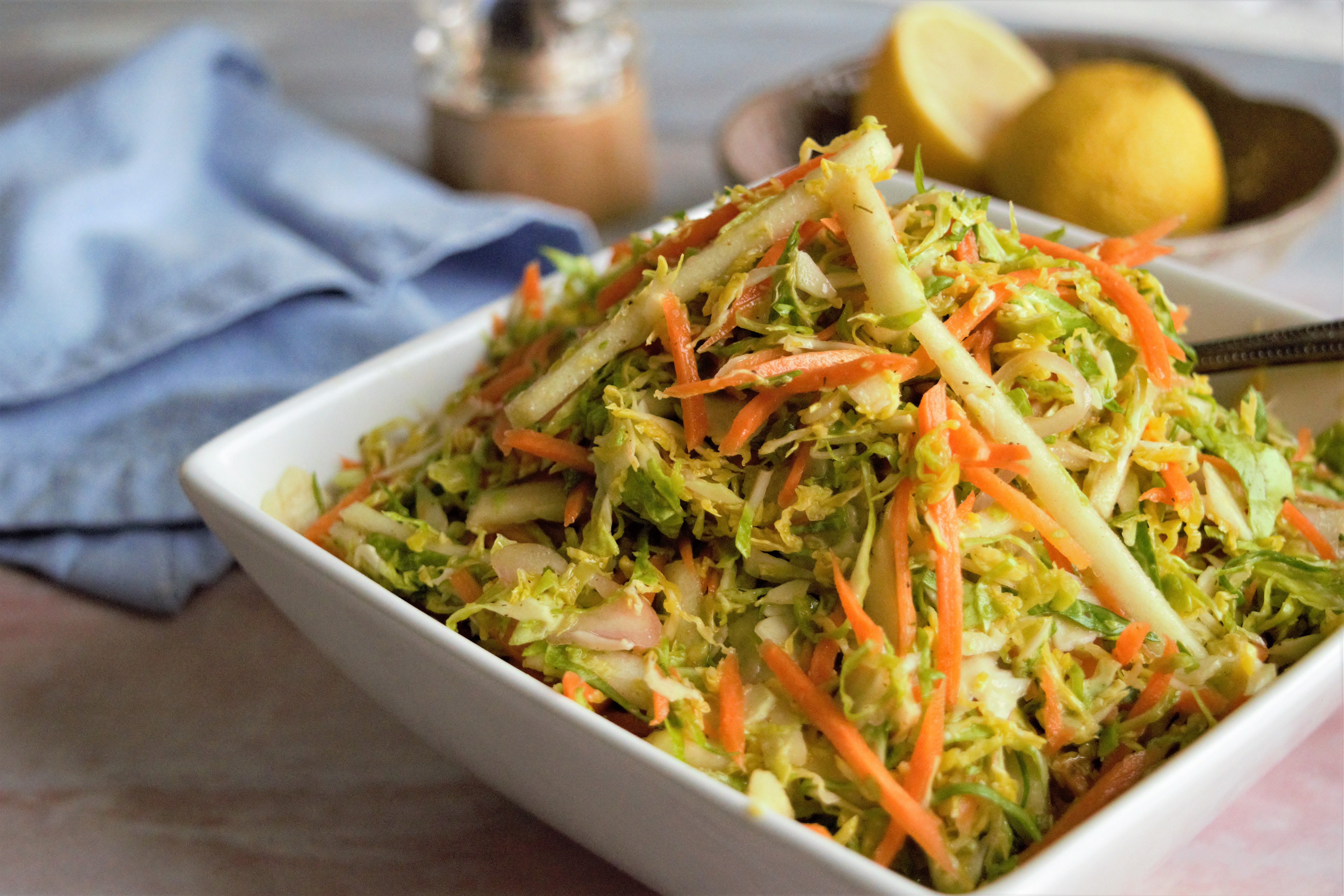 Vegan Lemony Brussels Sprout Slaw