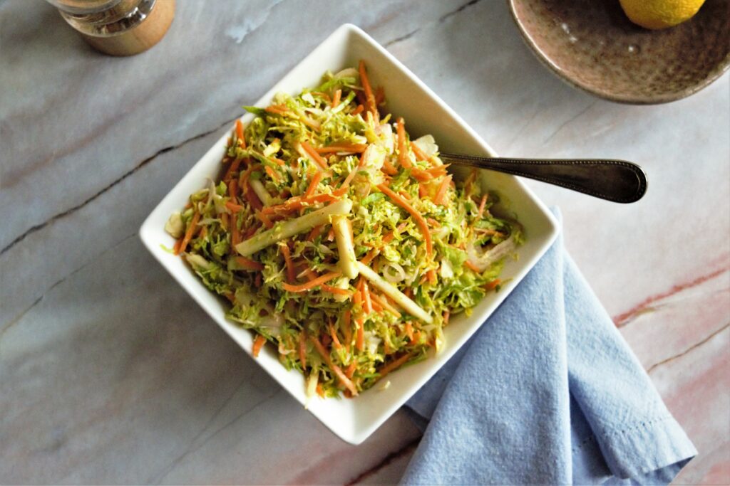 Vegan Lemony Brussels Sprout Slaw