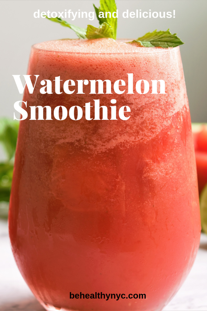 The best way to refresh a hot Summer day is with a watermelon mint smoothie. So delicious and good for you.The perfect drink for the whole family.