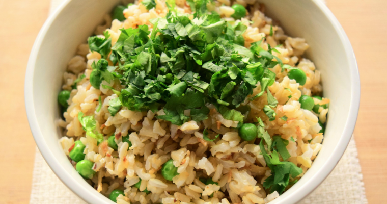 Coconut Brown Rice with Peas