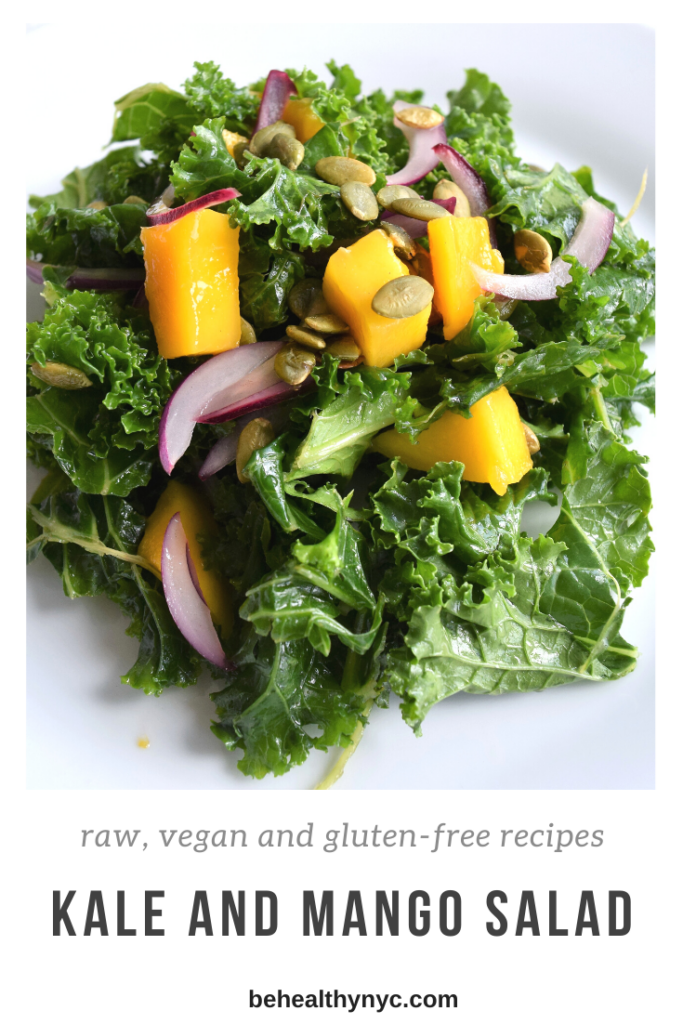 A simple, healthy and delicious massaged kale and mango salad. Low in calories and carbohydrates, it makes a perfect lunch salad.