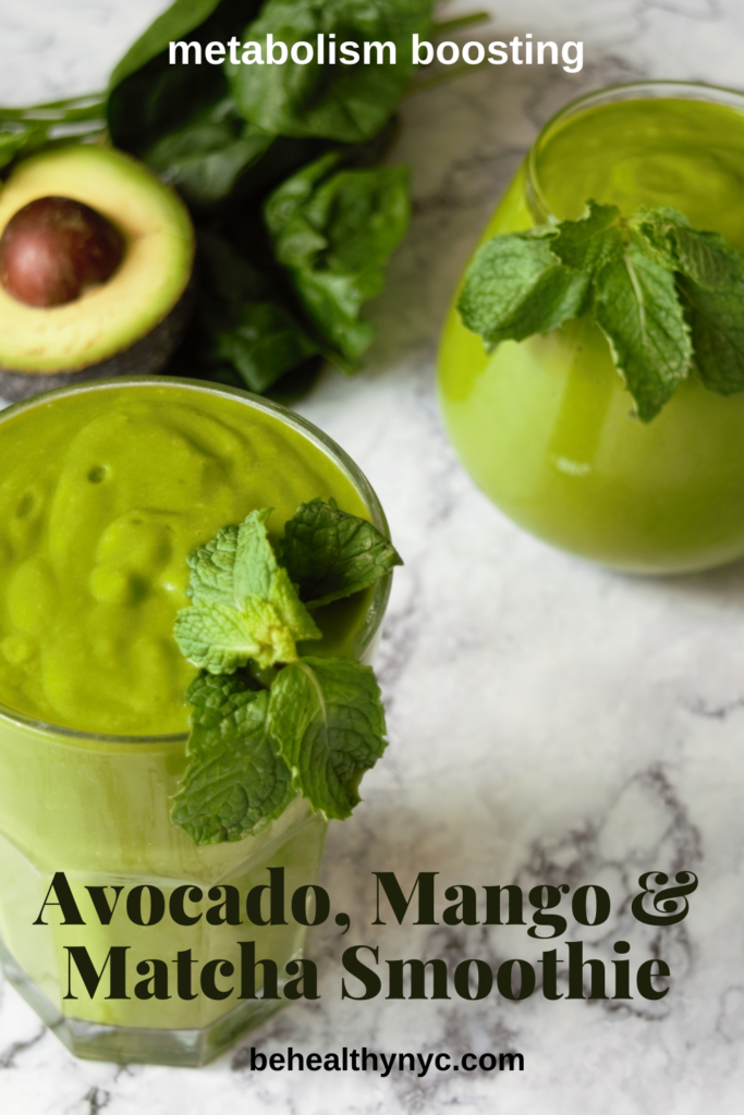 This vegan, metabolism boosting and delicious avocado, mango, and matcha smoothie is a powerhouse of goodness! 