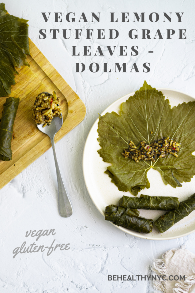 Once you learn how easy it is to make this vegan lemony stuffed grape leaves (Dolmas), you won't have store bought ever again! #vegan #glutenfree #dolmas #stuffedgrapeleaves #plantbased
