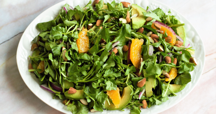 simple and easy Watercress, Avocado, and Oranges Salad